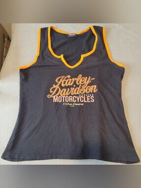 Harley Davidson Black Orange Tank Top Size Pluss 3XL